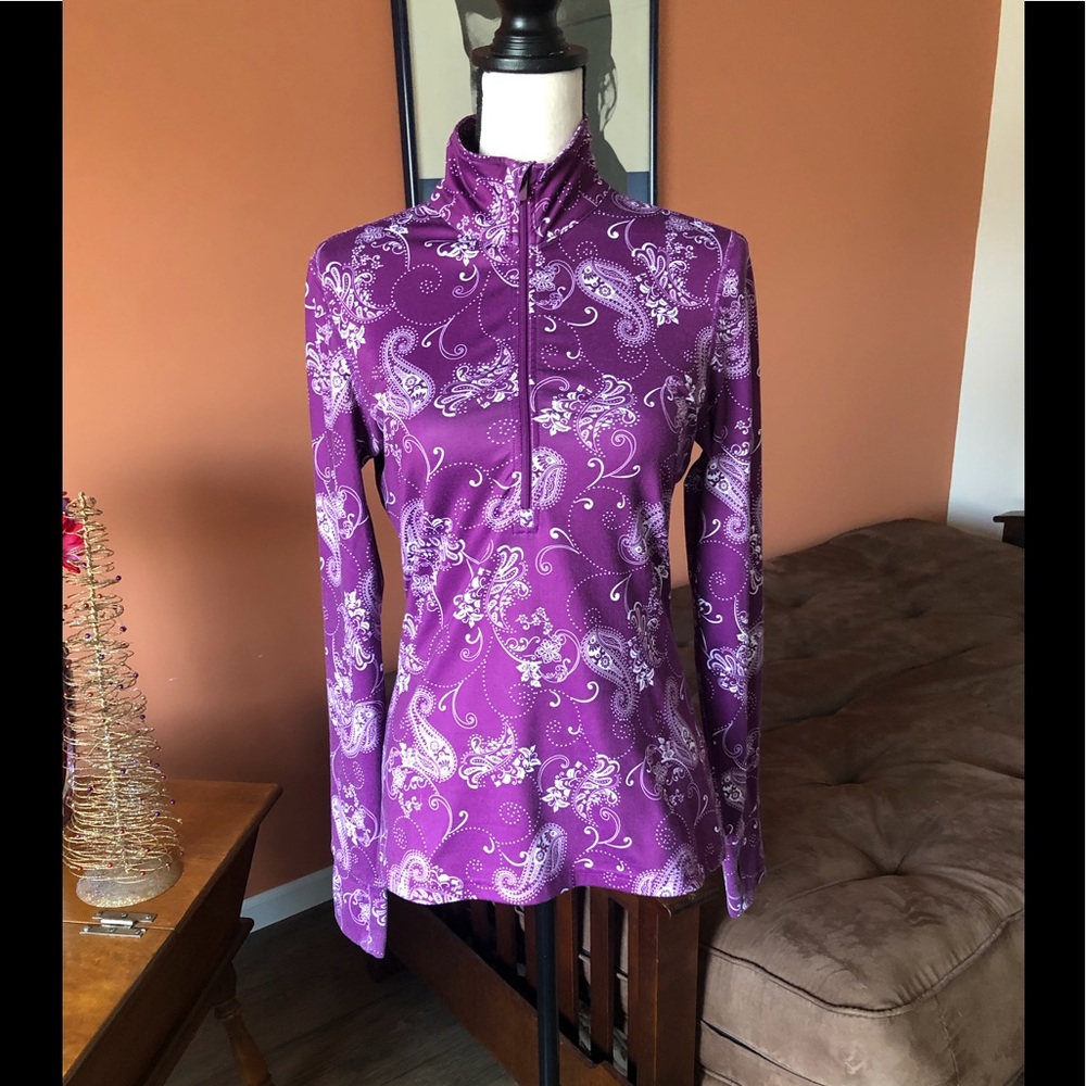 Athleta Plum And White Patterned Pullover - image 1